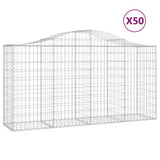 Arched Gabion Baskets 50 pcs 200x50x100/120 cm Galvanised Iron