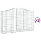 Arched Gabion Baskets 3 pcs 200x50x120/140 cm Galvanised Iron