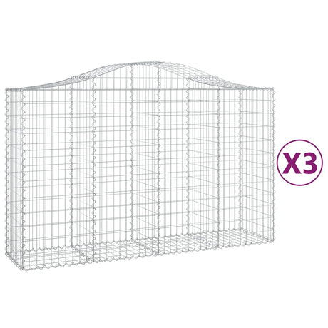 Arched Gabion Baskets 3 pcs 200x50x120/140 cm Galvanised Iron
