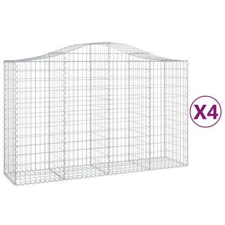 Arched Gabion Baskets 4 pcs 200x50x120/140 cm Galvanised Iron