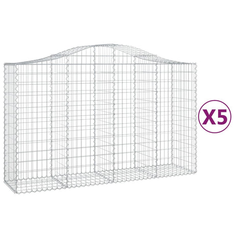 Arched Gabion Baskets 5 pcs 200x50x120/140 cm Galvanised Iron