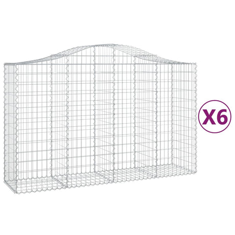 Arched Gabion Baskets 6 pcs 200x50x120/140 cm Galvanised Iron