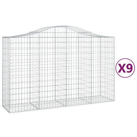 Arched Gabion Baskets 9 pcs 200x50x120/140 cm Galvanised Iron