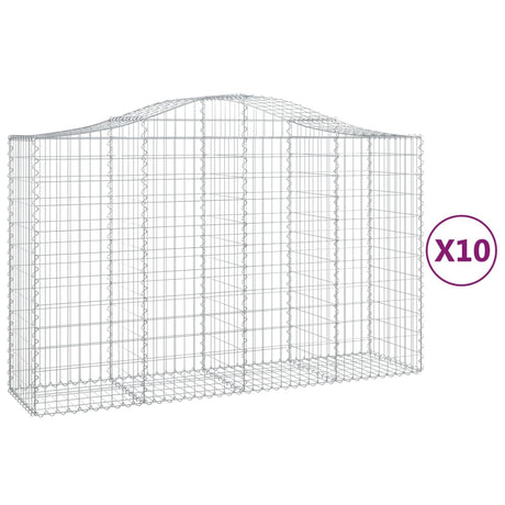 Arched Gabion Baskets 10 pcs 200x50x120/140 cm Galvanised Iron