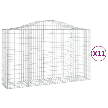Arched Gabion Baskets 11 pcs 200x50x120/140 cm Galvanised Iron