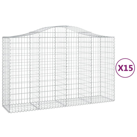 Arched Gabion Baskets 15 pcs 200x50x120/140 cm Galvanised Iron
