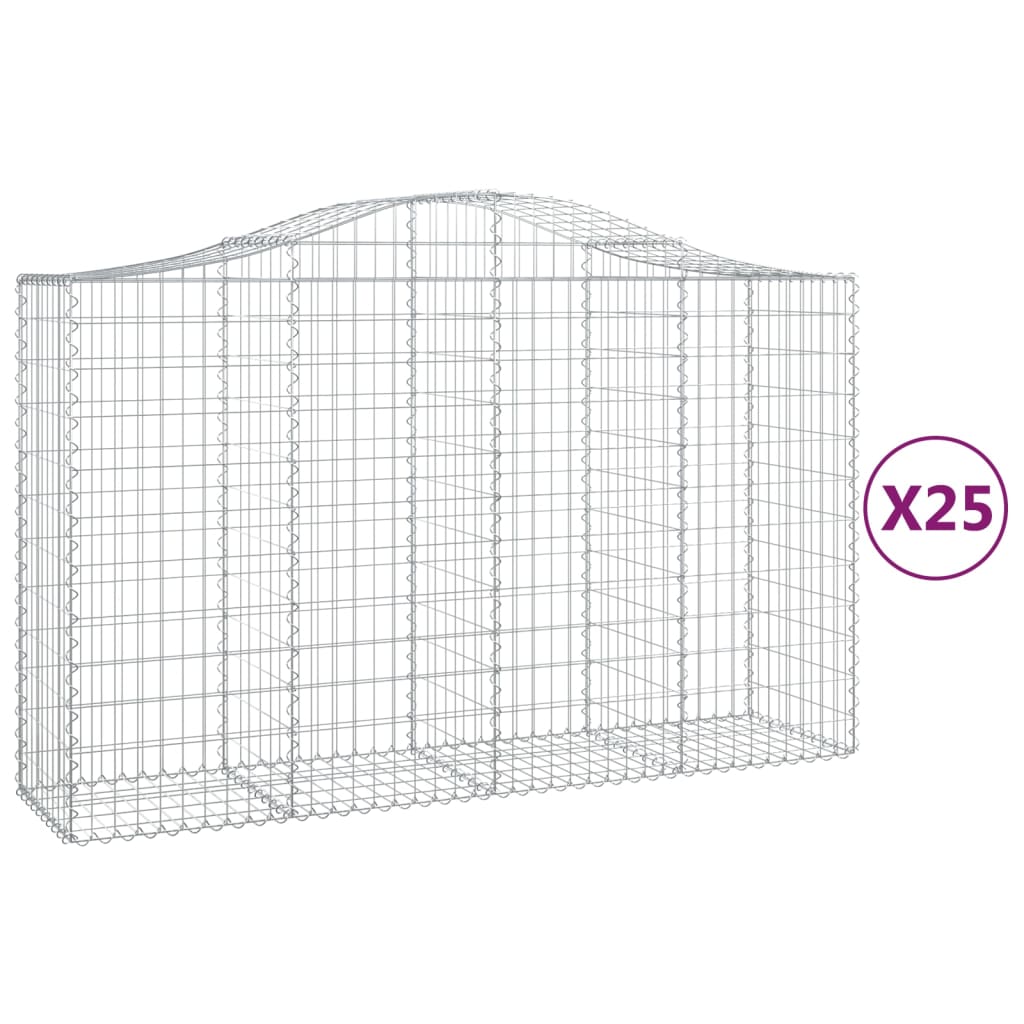 Arched Gabion Baskets 25 pcs 200x50x120/140 cm Galvanised Iron