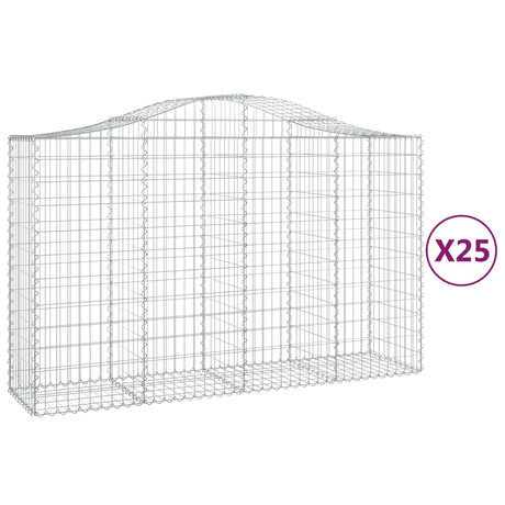 Arched Gabion Baskets 25 pcs 200x50x120/140 cm Galvanised Iron