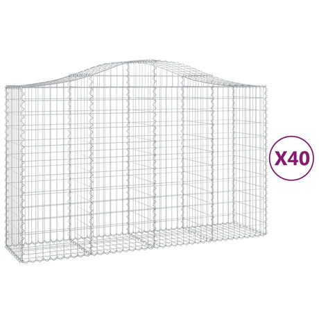 Arched Gabion Baskets 40 pcs 200x50x120/140 cm Galvanised Iron