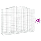 Arched Gabion Baskets 5 pcs 200x50x140/160 cm Galvanised Iron