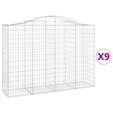 Arched Gabion Baskets 9 pcs 200x50x140/160 cm Galvanised Iron