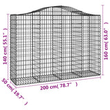 Arched Gabion Baskets 9 pcs 200x50x140/160 cm Galvanised Iron