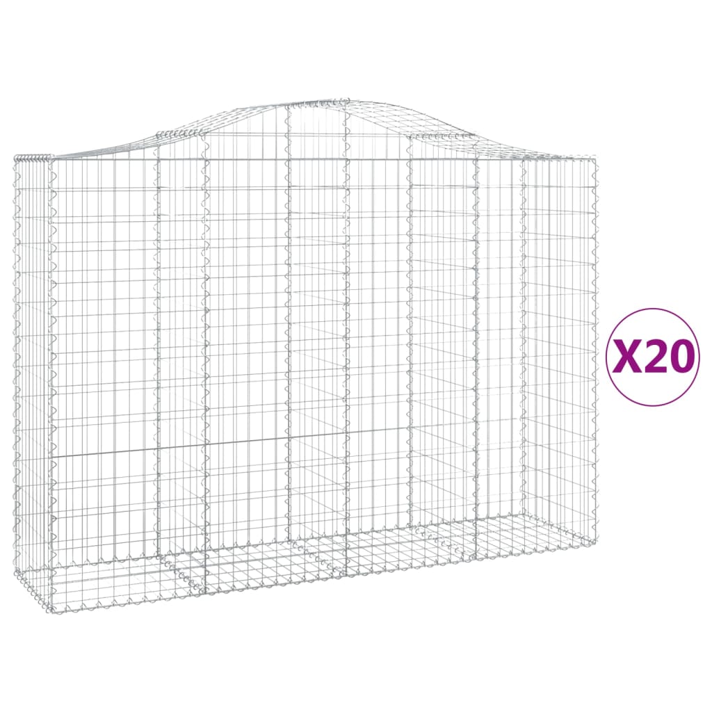 Arched Gabion Baskets 20 pcs 200x50x140/160 cm Galvanised Iron