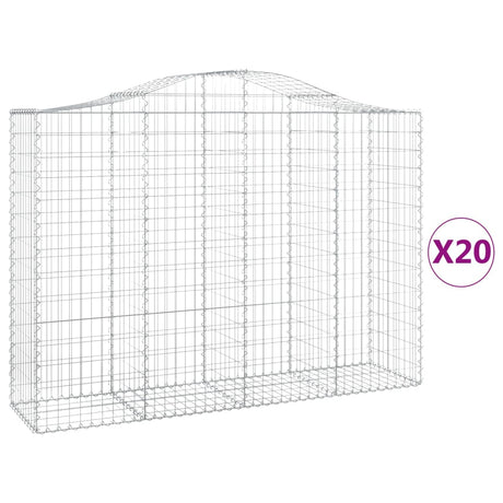 Arched Gabion Baskets 20 pcs 200x50x140/160 cm Galvanised Iron