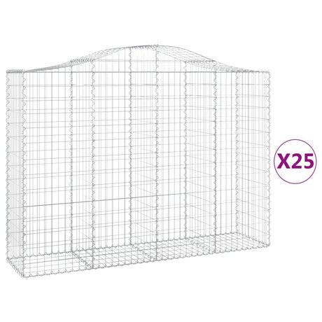 Arched Gabion Baskets 25 pcs 200x50x140/160 cm Galvanised Iron