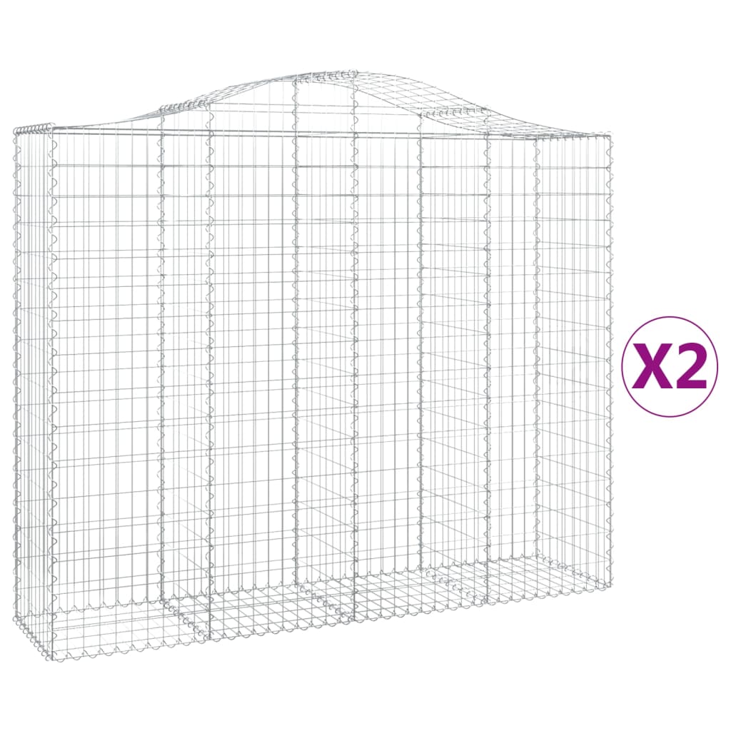 Arched Gabion Baskets 2 pcs 200x50x160/180 cm Galvanised Iron