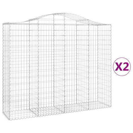 Arched Gabion Baskets 2 pcs 200x50x160/180 cm Galvanised Iron
