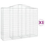 Arched Gabion Baskets 3 pcs 200x50x160/180 cm Galvanised Iron