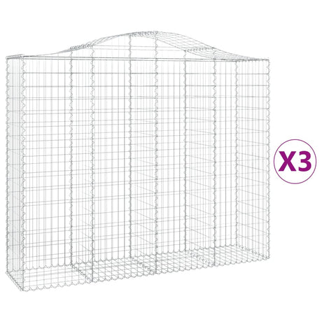 Arched Gabion Baskets 3 pcs 200x50x160/180 cm Galvanised Iron