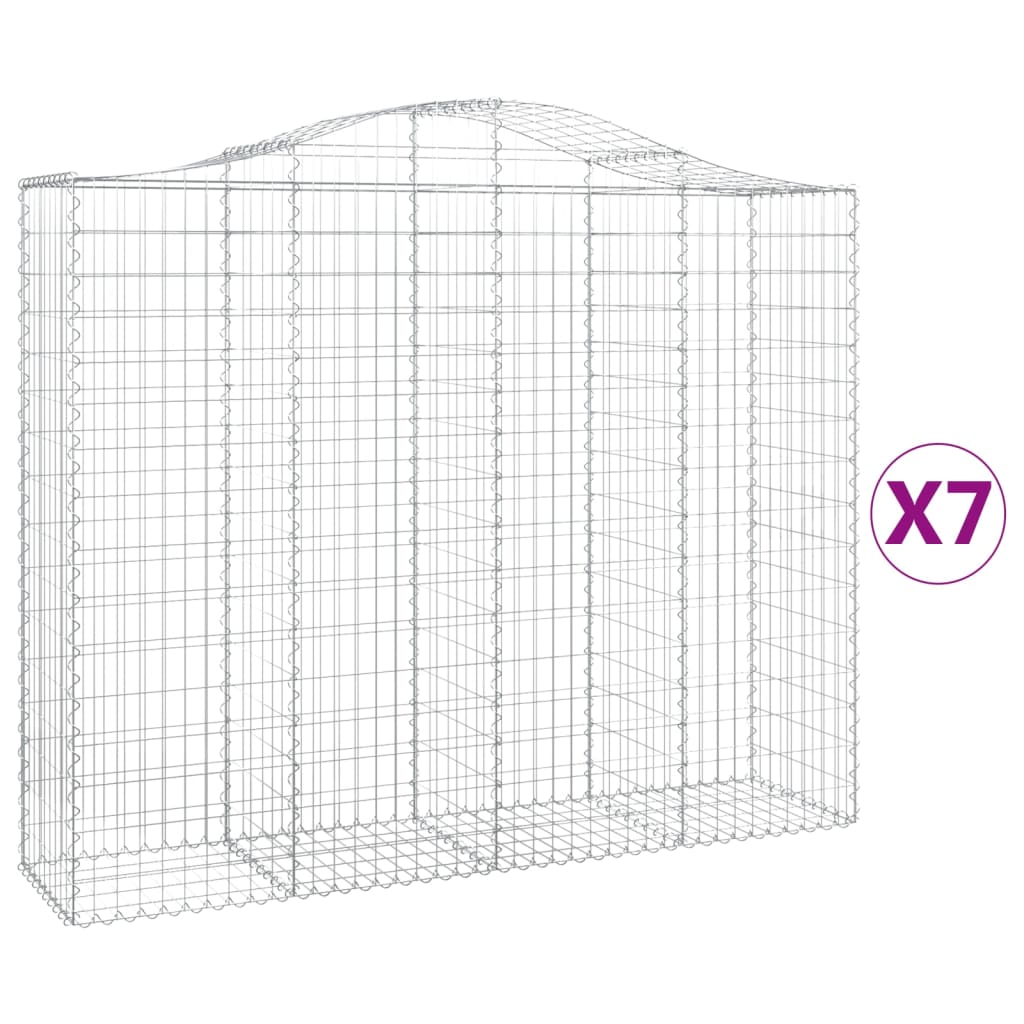 Arched Gabion Baskets 7 pcs 200x50x160/180 cm Galvanised Iron
