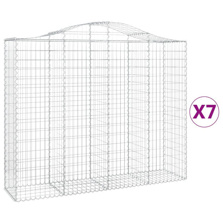 Arched Gabion Baskets 7 pcs 200x50x160/180 cm Galvanised Iron
