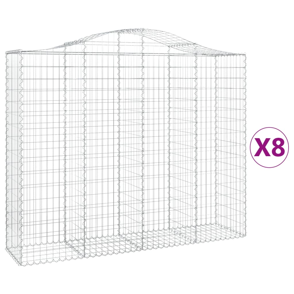 Arched Gabion Baskets 8 pcs 200x50x160/180 cm Galvanised Iron