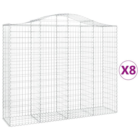 Arched Gabion Baskets 8 pcs 200x50x160/180 cm Galvanised Iron