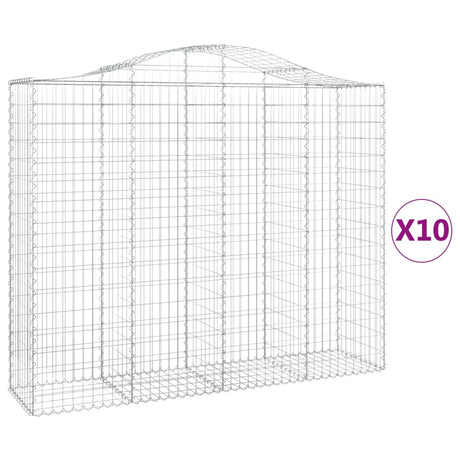 Arched Gabion Baskets 10 pcs 200x50x160/180 cm Galvanised Iron
