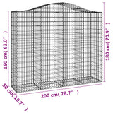 Arched Gabion Baskets 10 pcs 200x50x160/180 cm Galvanised Iron
