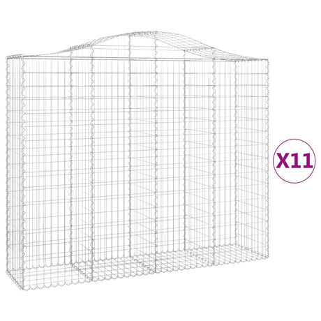 Arched Gabion Baskets 11 pcs 200x50x160/180 cm Galvanised Iron