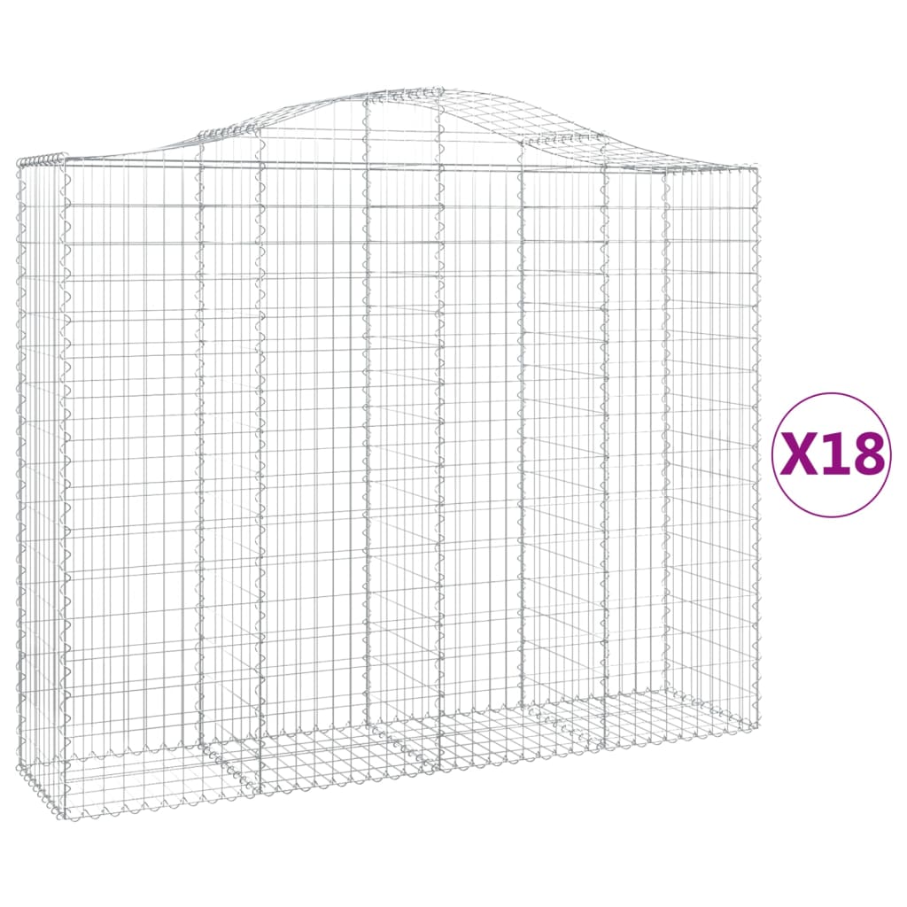 Arched Gabion Baskets 18 pcs 200x50x160/180 cm Galvanised Iron