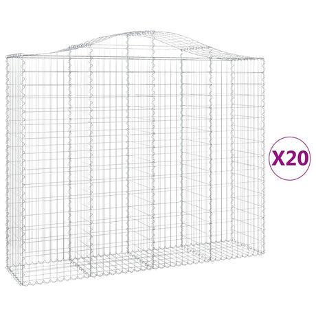 Arched Gabion Baskets 20 pcs 200x50x160/180 cm Galvanised Iron