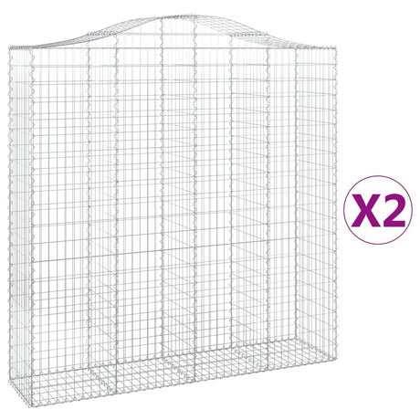 Arched Gabion Baskets 2 pcs 200x50x200/220 cm Galvanised Iron