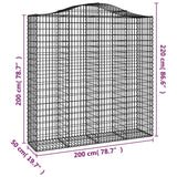 Arched Gabion Baskets 2 pcs 200x50x200/220 cm Galvanised Iron