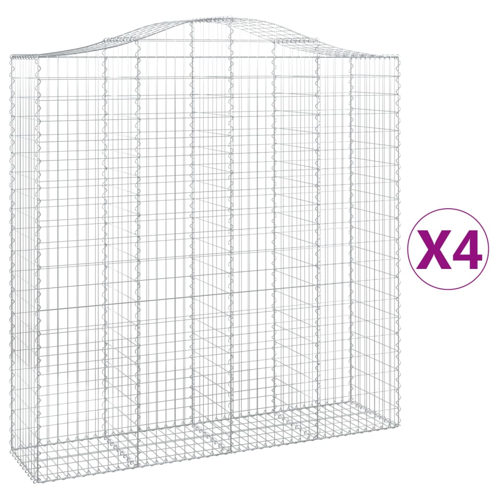 Arched Gabion Baskets 4 pcs 200x50x200/220 cm Galvanised Iron
