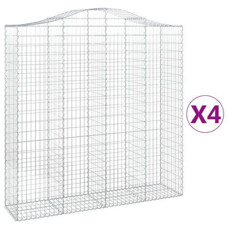 Arched Gabion Baskets 4 pcs 200x50x200/220 cm Galvanised Iron