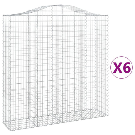 Arched Gabion Baskets 6 pcs 200x50x200/220 cm Galvanised Iron