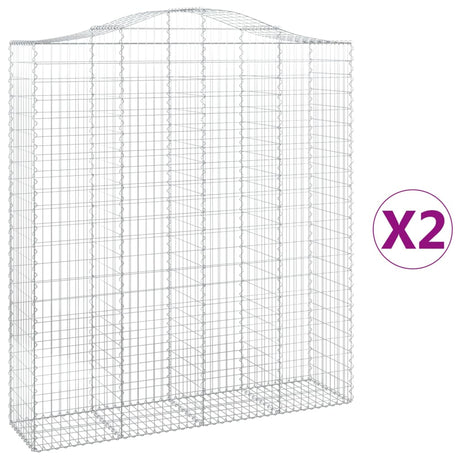 Arched Gabion Baskets 2 pcs 200x50x220/240 cm Galvanised Iron