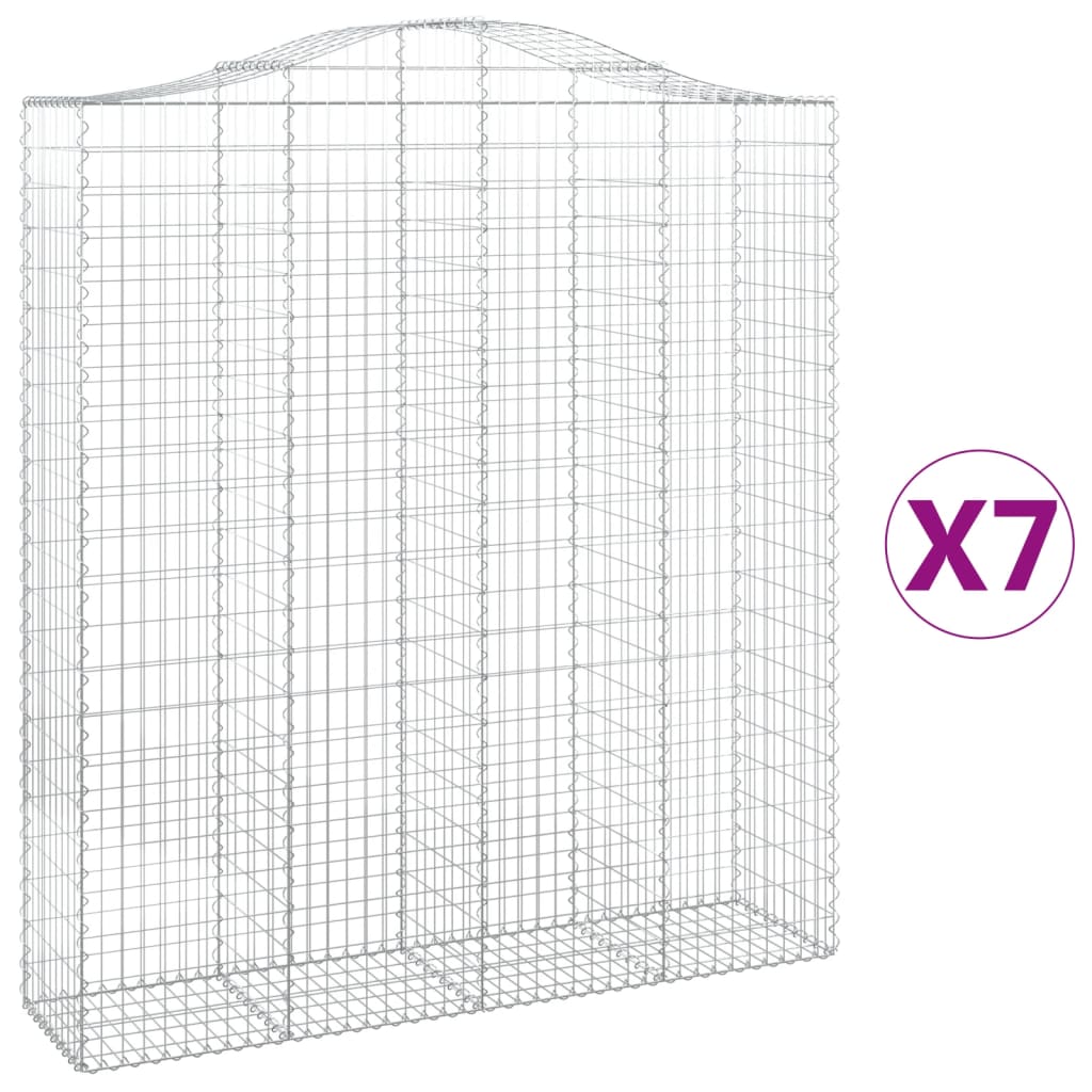 Arched Gabion Baskets 7 pcs 200x50x220/240 cm Galvanised Iron