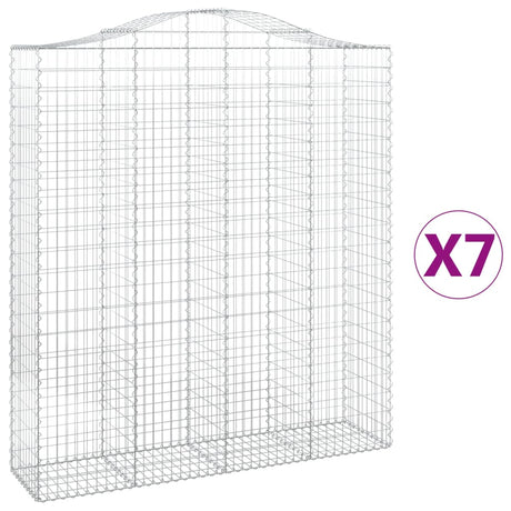 Arched Gabion Baskets 7 pcs 200x50x220/240 cm Galvanised Iron