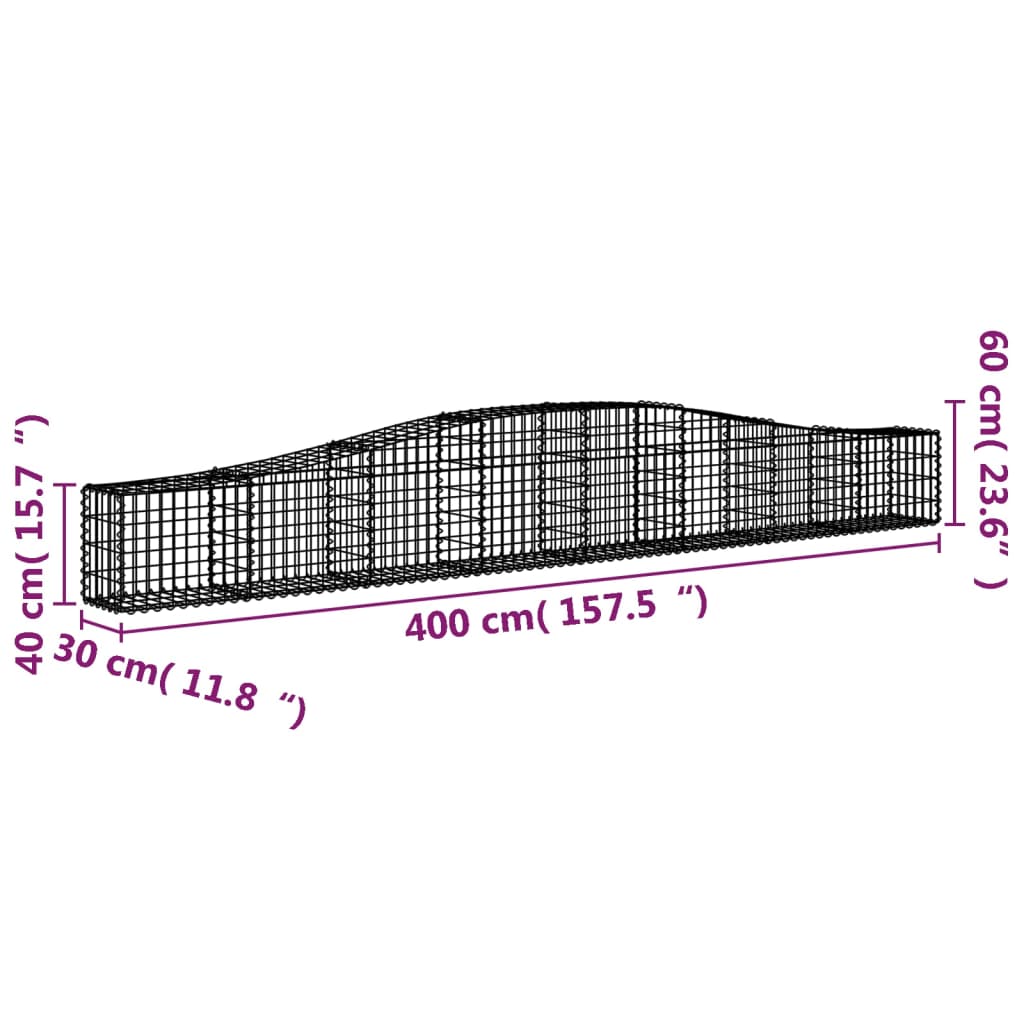 Arched Gabion Baskets 10 pcs 400x30x40/60 cm Galvanised Iron