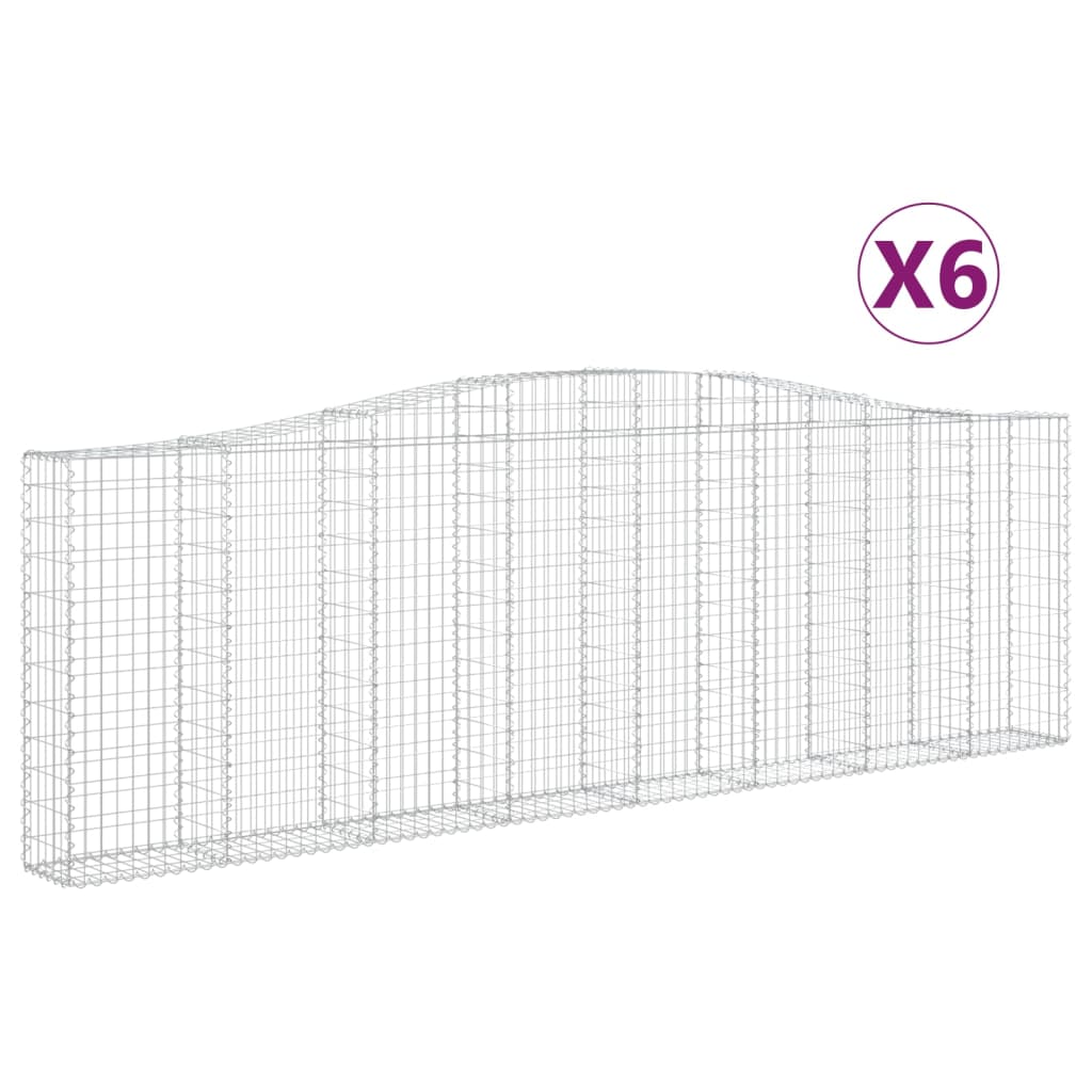 Arched Gabion Baskets 6 pcs 400x30x120/140 cm Galvanised Iron