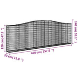 Arched Gabion Baskets 7 pcs 400x30x120/140 cm Galvanised Iron