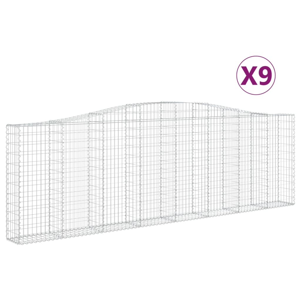 Arched Gabion Baskets 9 pcs 400x30x120/140 cm Galvanised Iron