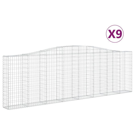 Arched Gabion Baskets 9 pcs 400x30x120/140 cm Galvanised Iron