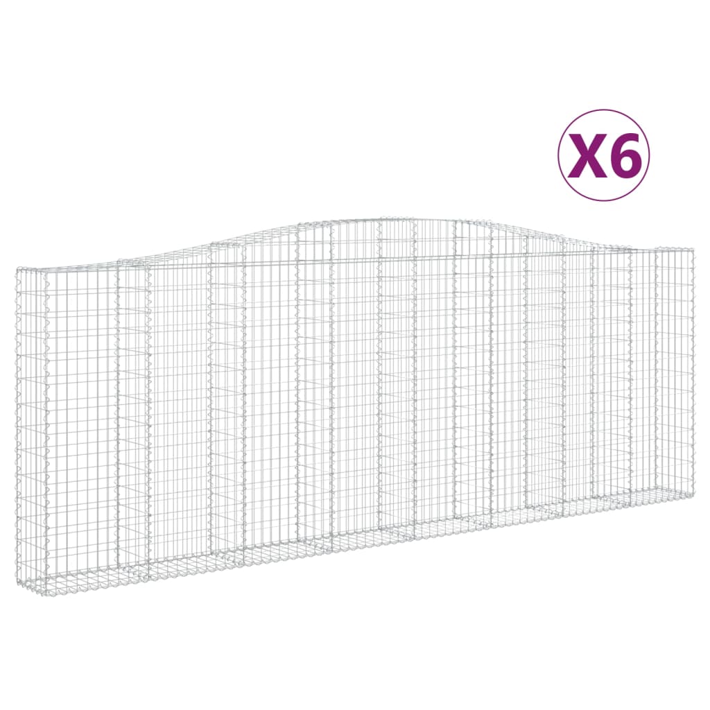 Arched Gabion Baskets 6 pcs 400x30x140/160 cm Galvanised Iron