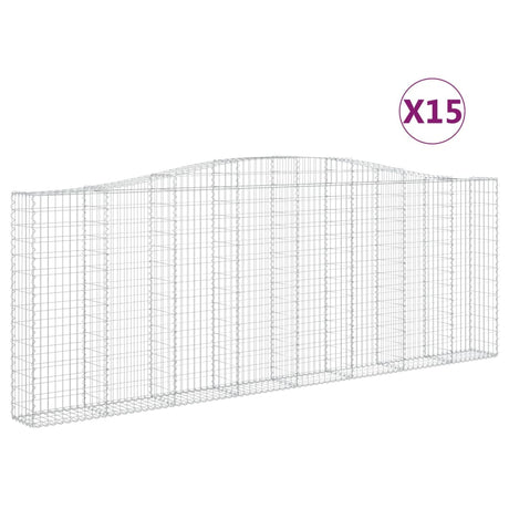 Arched Gabion Baskets 15 pcs 400x30x140/160 cm Galvanised Iron
