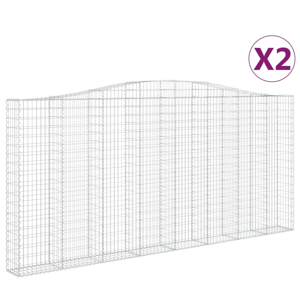 Arched Gabion Baskets 2 pcs 400x30x180/200 cm Galvanised Iron