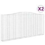 Arched Gabion Baskets 2 pcs 400x30x180/200 cm Galvanised Iron