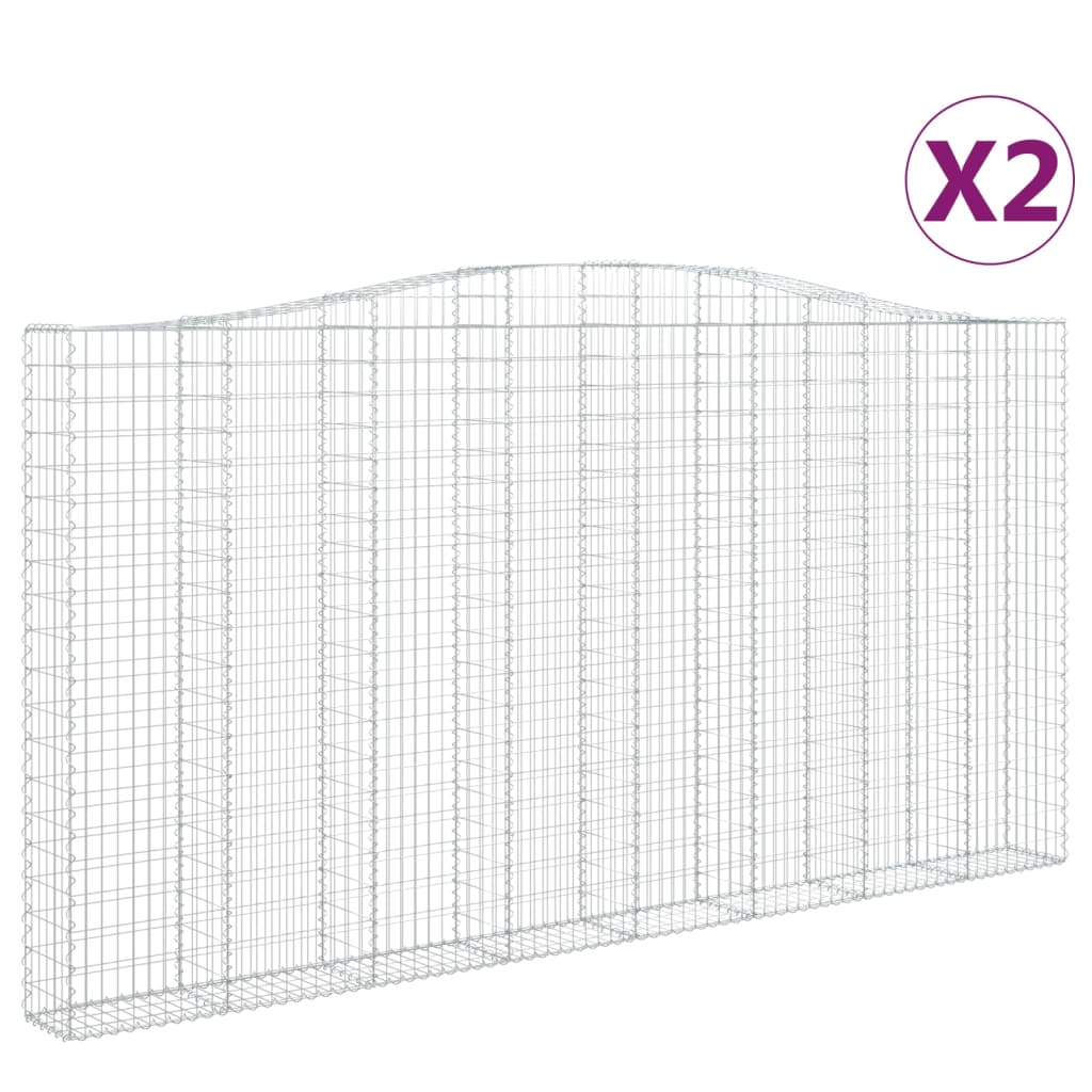 Arched Gabion Baskets 2 pcs 400x30x200/220 cm Galvanised Iron